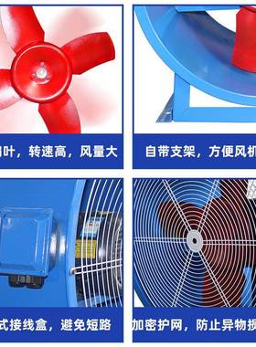 IBP高管道排烟风机220工v业管道轴流式耐通风机手提式轴流风温机