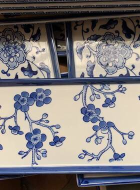 装陶瓷装饰盘青厅花瓷四方瓷钥匙盘收盘纳装饰品客摆TYE件饰摆件