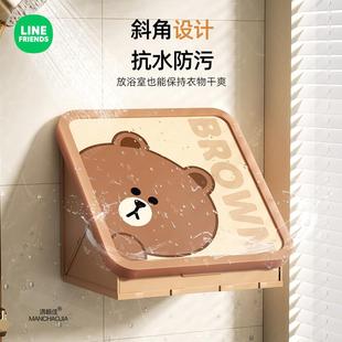 AT浴室放画服折叠壁收纳箱卫生间洗6澡淋浴房免衣打孔防ZQM水置