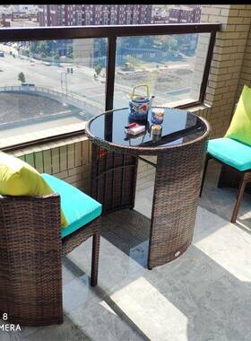 小2闲I藤椅件FLS套茶几组合庭院露三台户外圆桌椅迷你创意休椅阳