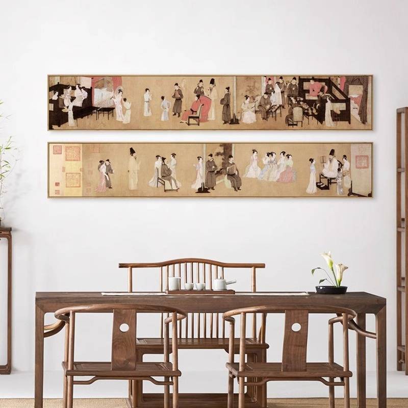 韩熙载夜宴图 复古风中式工笔国画古风装饰画新中式酒店茶室挂画图片