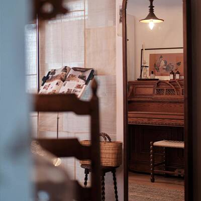 全中复衣古实移木穿镜可动身镜子旋转落地杂KPP志书架收纳柜置物