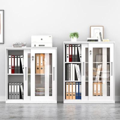 公室铁皮文件柜推拉储移门矮柜物柜带锁档案柜料柜URL隔资断办边