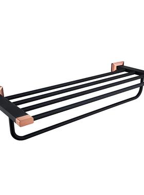 毛架孔卫生间浴室置物架0壁巾挂黑色浴巾架厕所收打MEP纳挂件GJ23