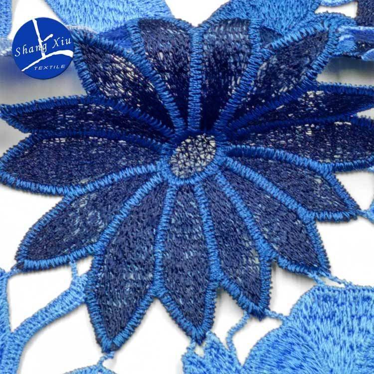 涤光丝多色刺绣YKC面料溶水蕾丝色织多彩满幅立体镂空重绣花工布