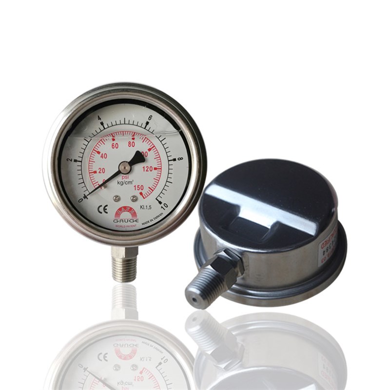 华记耐震充油压力表锈钢压力表加液抗震压力表YBN KG T