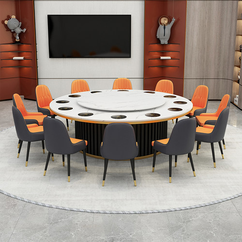 酒店大圆桌人家用2人电磁炉火锅桌商用小火锅一人一锅电动餐桌