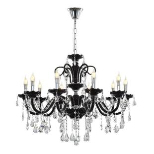 复古黑色蜡烛灯法式 高端大灯大气餐厅灯 客厅吊灯水晶房间主灯欧式