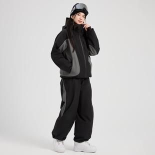 L全压胶黑色滑雪服上衣女款单板专业滑雪服双板防水防风男款户外