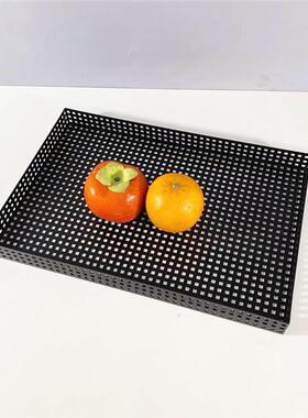 现8178代摆简约软镂空托装盘长方形黑色金属客厅茶几茶盘装饰件饰