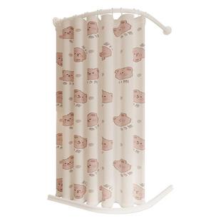 厂家直销免打孔弧形杆浴帘杆伸缩杆可打孔安装 试衣间L型转角挂杆