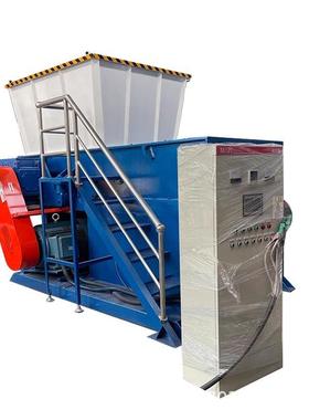 皮革料废纸板布料硅胶树脂纤维破粉轻薄料滚刀木头单轴小型撕碎机