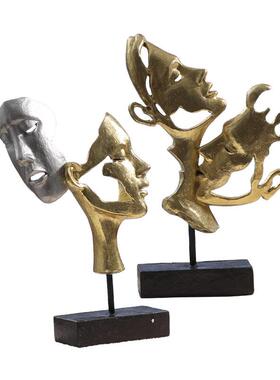 欧式人物抽象摆件客厅摆件树脂工艺品轻奢酒柜橱窗装饰品