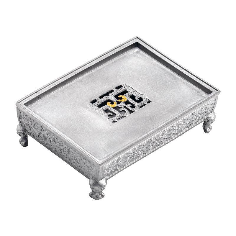 老锡壶承中式建水仿古造旧功夫茶具茶盘干泡台养茶壶垫托盘蓄水