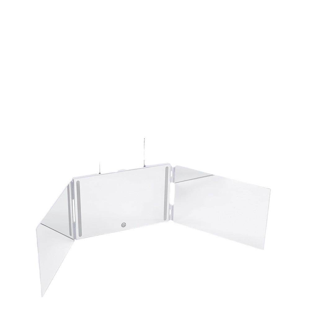 便携自理发可伸缩调节化妆镜悬挂式三折镜大号壁挂折叠led三面镜