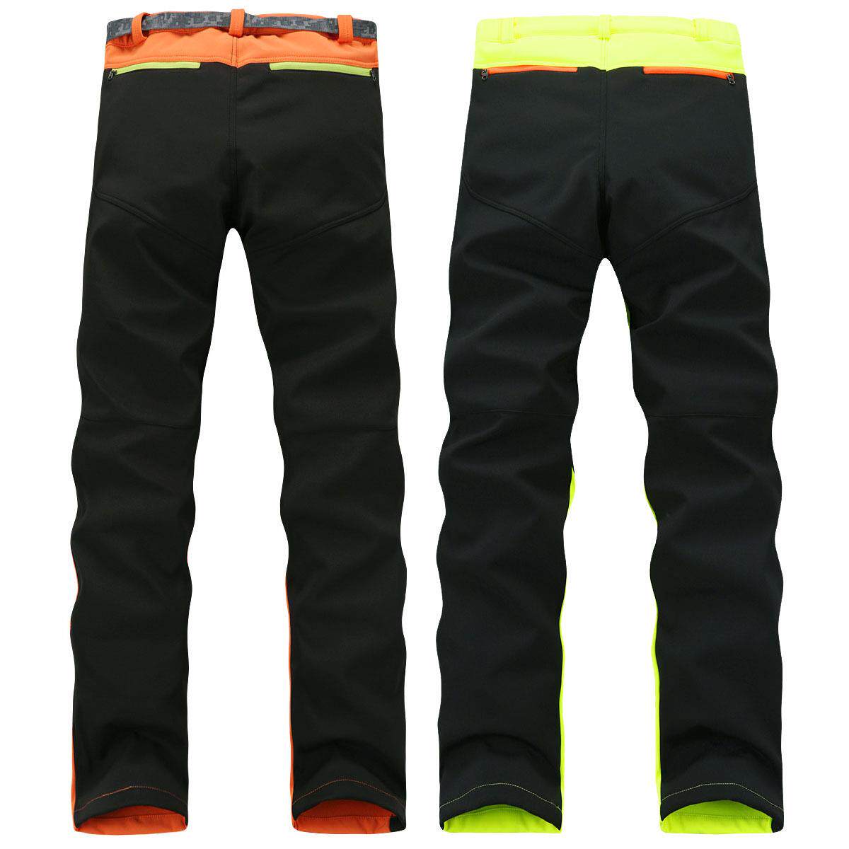 拼色情侣款冲锋裤男抓绒防水秋冬季户外保暖加厚软壳登山裤女大码