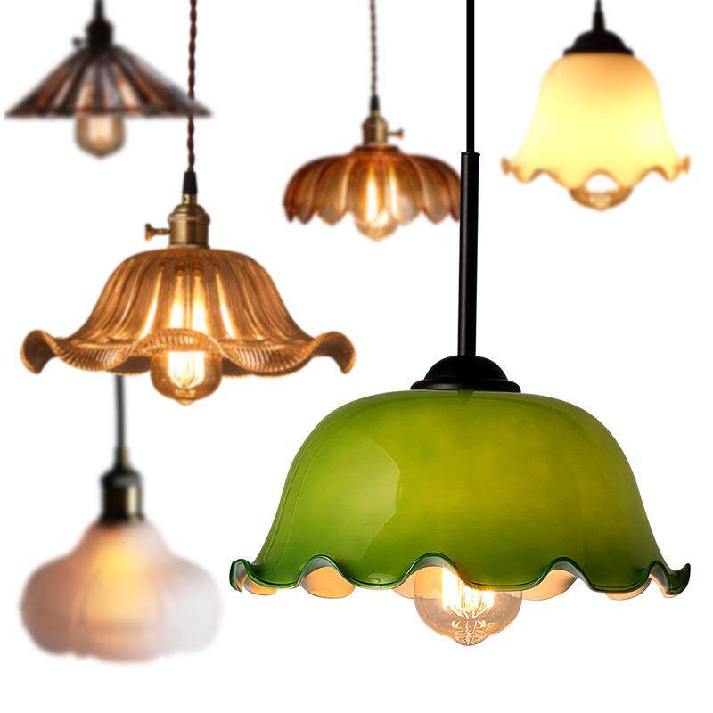 美式乡村老上海吊灯创意咖啡厅奶茶店名宿单头水晶玻璃灯110~220V