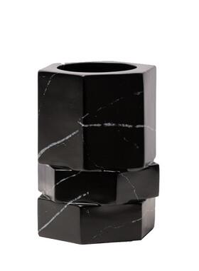 轻奢极简树脂大理石纹六边形花器软装样板房酒店螺纹花瓶家居饰品