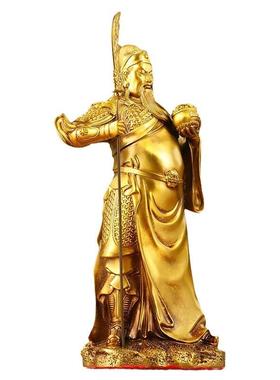 黄铜托宝关公铜聚宝盆关公武财神摆件办公室家居桌面礼品