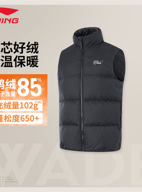 李宁韦德羽绒马甲男冬款显瘦立领鹅绒防风加厚保暖运动服AMRU003