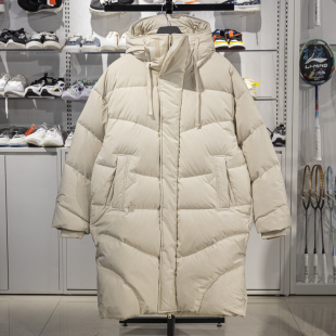 中国李宁2024冬季 羽绒服AYMU309 男子防泼水宽松90%鸭绒保暖长款