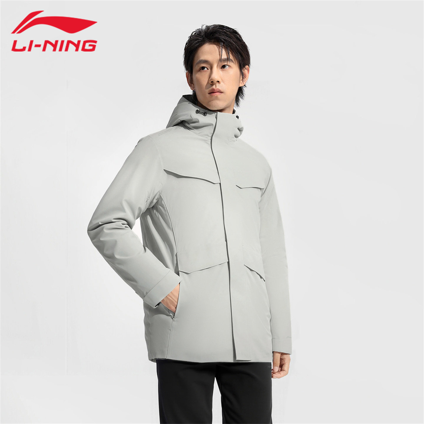 李宁中长款男女连帽羽绒服26冬季新款鸭绒保暖防风防泼水户外外套