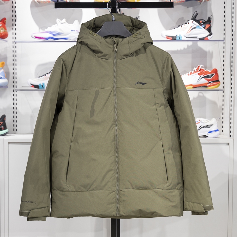 李宁保暖连帽常规男子羽绒服