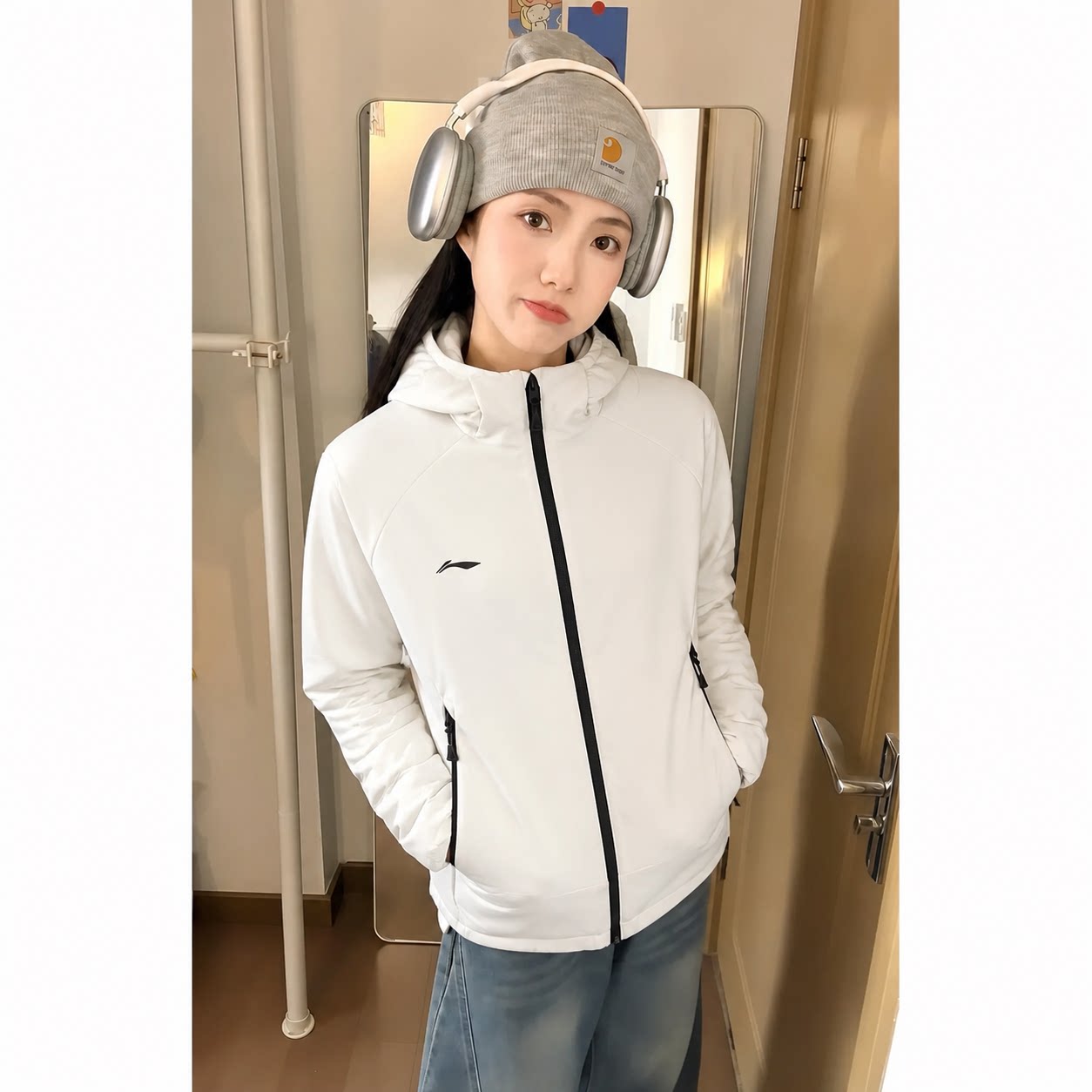 【店铺清仓】李宁运动风衣女子新款休闲时尚百搭户外轻便连帽外套