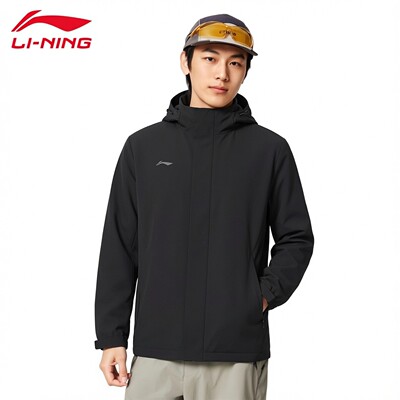 李宁运动风衣男士春秋新款连帽防风保暖运动健身夹克上衣AFDV901