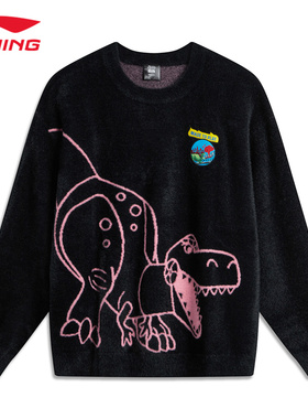 李宁迪士尼-抱抱龙卫衣运动潮流休闲宽松套头无帽编织衫AMBU212