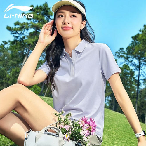 李宁POLO衫女短袖夏季新款速干凉爽舒适翻领透气棉质亲肤T恤上衣