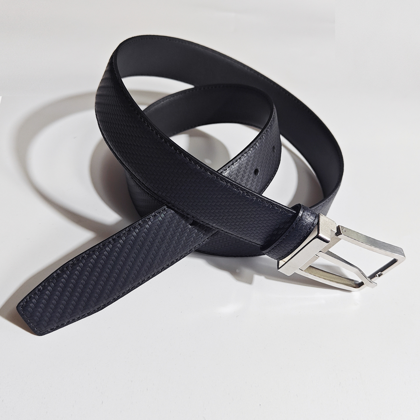 【吉牌】商务百搭休闲男士牛皮针扣皮带腰带压花真皮宽3.5CM