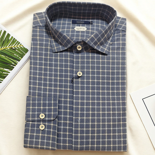 【意大利MONTI面料】吉家柔软磨毛纯棉衬衫休闲男士长袖格子衬衣