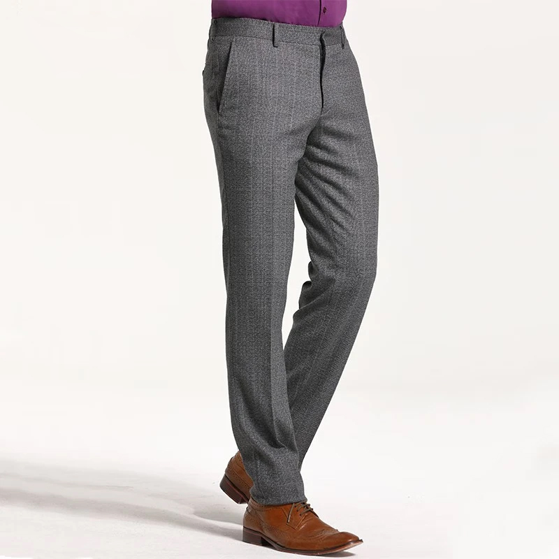 【吉牌】秋冬磨毛厚款男士毛料西裤商务休闲裤舒适纯羊毛免烫