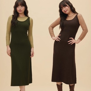 叠穿秋日扬子羊毛打底收腰连衣裙显瘦FW2510全码 34三思大码 女装