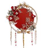 中式 双面双圈团扇材料包成品新娘结婚龙凤秀禾服手捧花可