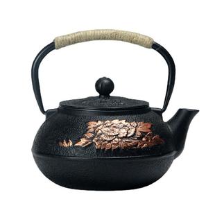 800ml铁茶壶牡丹色带过滤网日式煮水泡茶家用养生铸铁壶茶具礼品