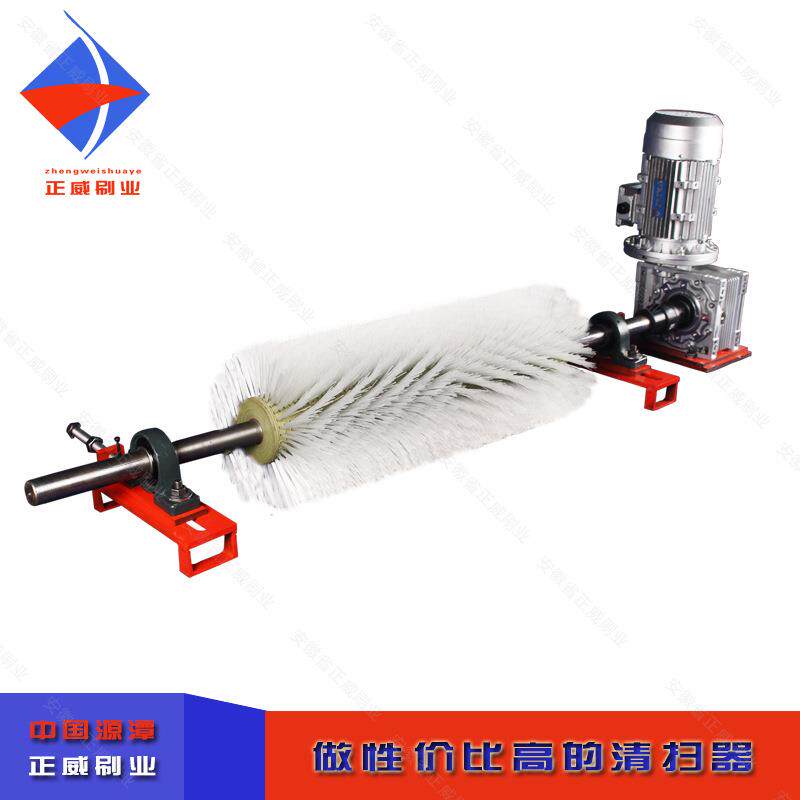 电动滚刷清扫器皮带输送机水泥玻璃钢铁厂V型耐磨旋转毛刷辊