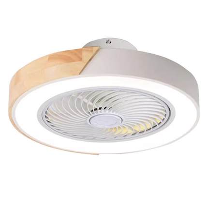 110V北欧马卡龙吸顶风扇灯卧室客厅餐厅木头隐形LED吊扇灯具
