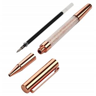 亮片金属玫瑰金DIY流沙水晶签字笔礼品笔创意办公可logo卡哇伊风