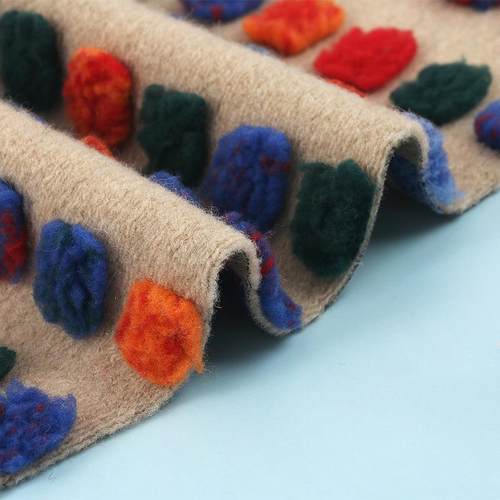 反吹风立体圆点提点绒布抱枕毛毯毛绒服装五彩波点提花绒布