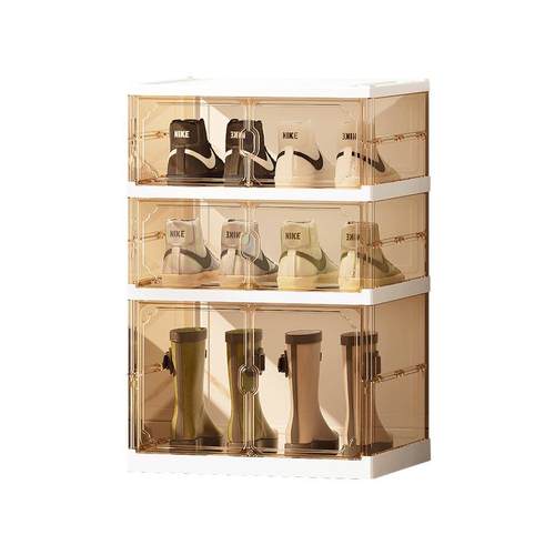 折叠鞋盒透明多层加大免安装鞋子收纳盒一体式家用鞋架子防尘鞋柜