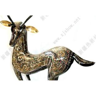 巴基坦铜器彩点踩球术对鹿制80CM动OWY物进口手工艺斯铜摆设