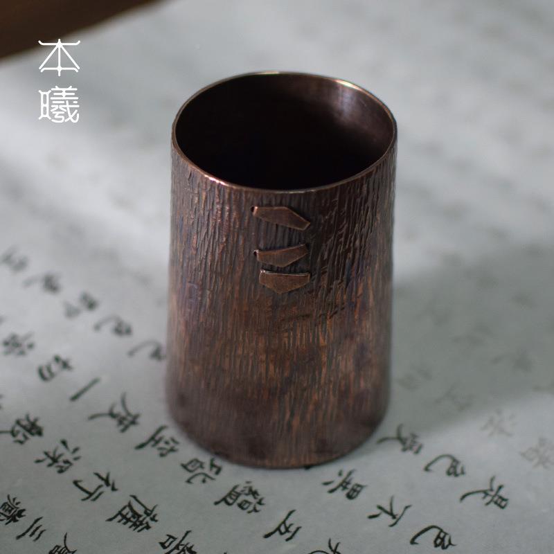 紫手工锤纹古笔筒毛笔收纳筒复创意办公室桌面房用品摆BX210811文