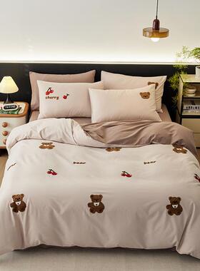 A0NXZ类卡通10S全棉磨毛四件套儿童床毛巾绣加厚纯棉秋冬套上用被