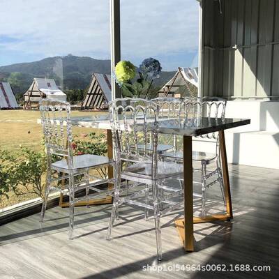 竹塑节椅PC亚克力椅子AVN透明酒背店宴会料靠餐椅可折叠高椅靠背