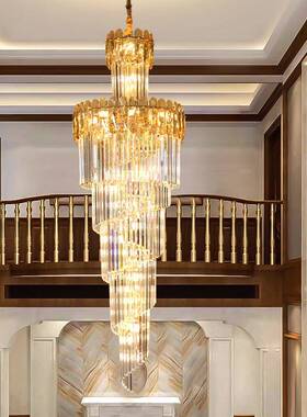 后现代大XJV气轻奢水晶式吊灯别墅厅复楼酒店梯间简客约楼圆形灯