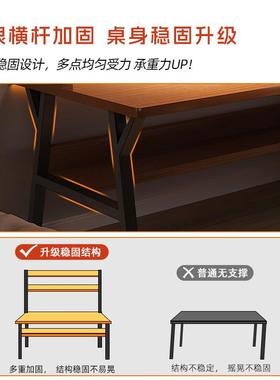 F978JT7JS台W式电脑桌书桌书架式一体学生学习桌写字桌子卧室家用