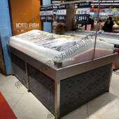 超市水不锈食钢冰鲜台产海鲜展鲜示柜冷冻肉蔬菜架水果生ICS冰台