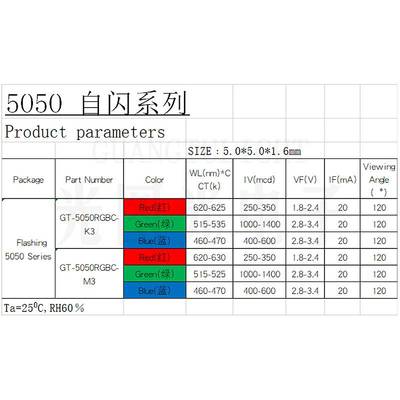5050贴片led灯珠自闪红绿蓝三色SMDLED发光二极管三色快闪灯珠